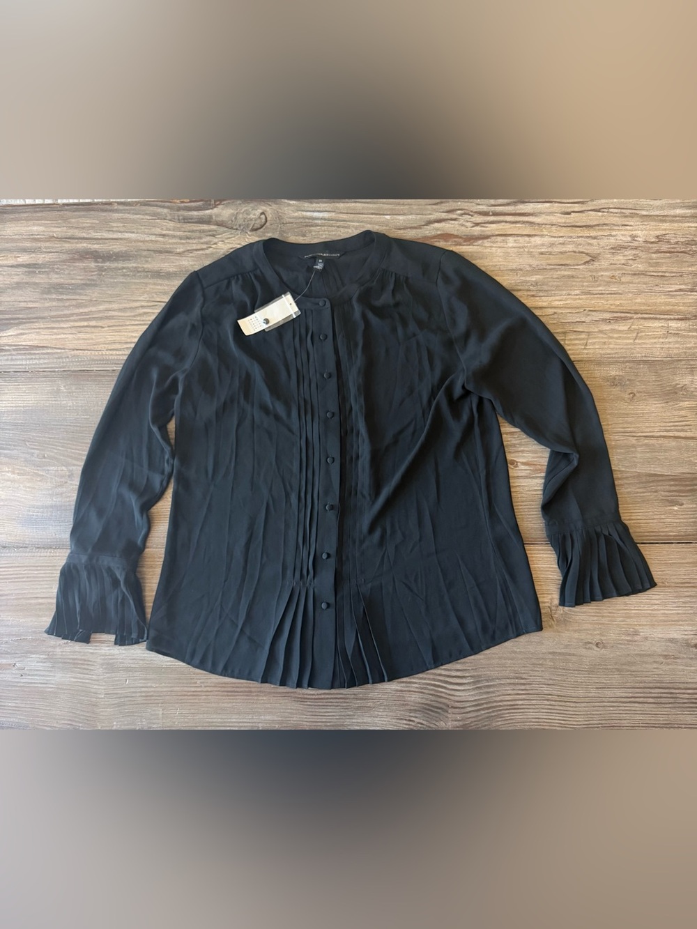 White House Black Market Pleat Cuff Blouse - Size 10 NWT
